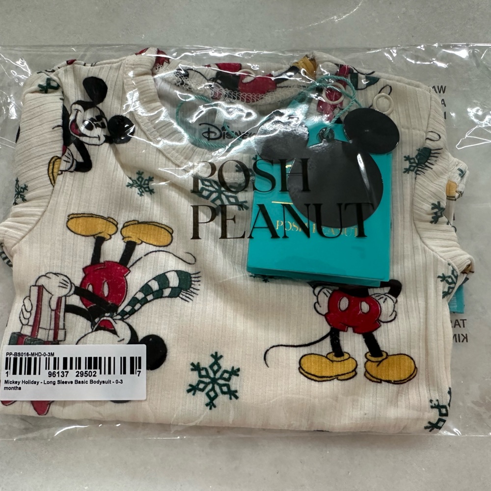 Posh Peanut Mickey Mouse Holiday Bodysuit 0-3 Months
